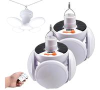 Hailoyearn Solar Light, 2 in 1 Folding Solar Lamp, USB Solars Charging, Hanging Foldable, Remote, 5 Modes, Portable for Camping, Hiking, Outdoor (2 Pcs)