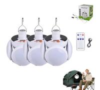 Hailoyearn Solar Light, 2 in 1 Folding Solar Lamp, Versatile Camping Hanging Tent Light with Remote Control and USB Charging, 5 Brightness Modes,Easy To Use (3pcs)