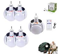 Hailoyearn Solar Light, 2 in 1 Folding Solar Lamp, Versatile Camping Hanging Tent Light with Remote Control and USB Charging, 5 Brightness Modes,Easy To Use (5pcs)