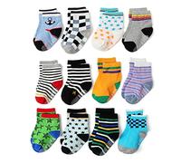 HaimoBurg 12 Paires Chaussette Antidérapante pour Bébé Enfant Garçons Filles 1-5 Ans