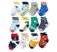 HaimoBurg 12 Paires Chaussette Antidérapante pour Bébé Enfant Garçons Filles 1-5 Ans