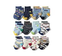 HaimoBurg 12 Paires Chaussette Antidérapante pour Bébé Enfant Garçons Filles 1-5 Ans
