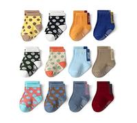 HaimoBurg 12 Paires Chaussette Antidérapante pour Bébé Enfant Garçons Filles 1-5 Ans