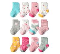 HaimoBurg 12 Paires Chaussette Antidérapante pour Bébé Enfant Garçons Filles 1-5 Ans