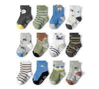 HaimoBurg 12 Paires Chaussette Antidérapante pour Bébé Enfant Garçons Filles 1-5 Ans