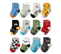 HaimoBurg 12 Paires Chaussette Antidérapante pour Bébé Enfant Garçons Filles 1-5 Ans