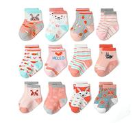 HaimoBurg 12 Paires Chaussette Antidérapante pour Bébé Enfant Garçons Filles 1-5 Ans