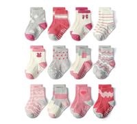 HaimoBurg 12 Paires Chaussette Antidérapante pour Bébé Enfant Garçons Filles 1-5 Ans
