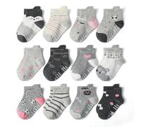 HaimoBurg 12 Paires Chaussette Antidérapante pour Bébé Enfant Garçons Filles 1-5 Ans