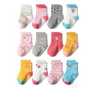 HaimoBurg 12 Paires Chaussette Antidérapante pour Bébé Enfant Garçons Filles 1-5 Ans