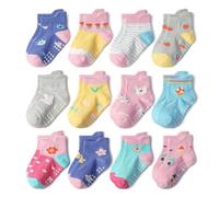 HaimoBurg 12 Paires Chaussette Antidérapante pour Bébé Enfant Garçons Filles 1-5 Ans