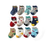 HaimoBurg 12 Paires Chaussette Antidérapante pour Bébé Enfant Garçons Filles 1-5 Ans