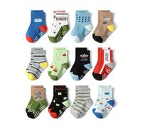 HaimoBurg 12 Paires Chaussette Antidérapante pour Bébé Enfant Garçons Filles 1-5 Ans