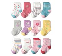 HaimoBurg 12 Paires Chaussette Antidérapante pour Bébé Enfant Garçons Filles 1-5 Ans
