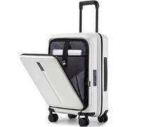 Haimyren Valise à main extensible de 50,8 cm avec ouverture avant, valise rigide à roulettes approuvée par les compagnies aériennes, serrure TSA, bagage de voyage léger et durable, blanc, 20 inch