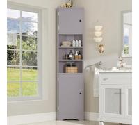 HAINEW Armoire d'angle de salle de bain avec 2 portes et 3 compartiments de rangement ouverts, meuble de rangement triangulaire, meuble de rangement pour salle de bain, cuisine, salon, 36,5 x 24,5 x