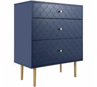 HAINEW Commode à 3 tiroirs - Bleu marine - Meuble moderne avec tiroirs - Pour chambre à coucher et toutes les pièces à vivre - H 89 x l 75 x P 40 cm - Bleu marine