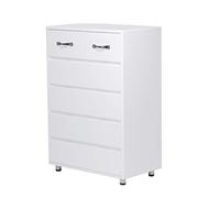 HAINEW Commode à 6 tiroirs et poignée en métal - Commode - Armoire de rangement avec pied en métal - Pour salon, chambre à coucher - Blanc - 70 x 40 x 103 cm