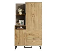 HAINEW Ensemble garde-robe murale avec armoire et armoire à chaussures pour couloir, salon, 110 x 38 x 186 cm, garde-robe de couloir avec étagères ouvertes et tiroirs (couleur bois)