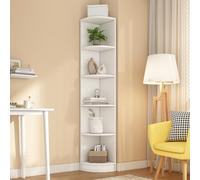 HAINEW Étagère d'angle à 5 niveaux - Étagère d'angle sur pied - Étagère de rangement pour salon, chambre à coucher, bureau - Blanc - 42 x 30 x 180 cm