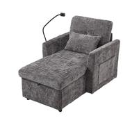 HAINEW Fauteuil lounge convertible simple, avec espace de rangement et support pour téléphone portable, fauteuil de relaxation, fauteuil TV, canapé-lit, rembourré, pour salon, chambre à coucher, 84,5