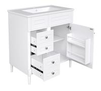 HAINEW HD26022702 Meuble de salle de bain avec lavabo et 1 porte et 2 tiroirs, 76,5 x 46,5 x 84 cm, blanc
