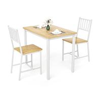HAINEW HD260311901 Ensemble de table à manger avec 2 chaises, rectangulaires et 2 chaises pour salon, cuisine, bureau - 90 x 60 x 75,5 cm + 2 × 36 x 39 x 85,5 cm - HD260311901 - Blanc