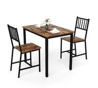 HAINEW HD260311901 Ensemble de table à manger avec 2 chaises rectangulaires et 2 chaises pour salon, cuisine, bureau - 90 x 60 x 75,5 cm + 2 × 36 x 39 x 85,5 cm - Noir