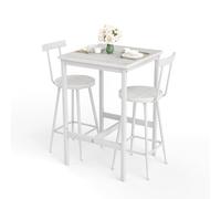 HAINEW HD260311903 Ensemble table de bar avec 2 tabourets et 1 table de bar, ensemble de salle à manger 3 pièces avec chaises de cuisine, salle à manger, bistro, 60 x 60 x 92 cm + 2 × 39 x 39 x 91,5