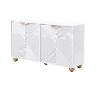 HAINEW HD26031601 Commode à 4 portes et pieds en forme de boule avec étagères intérieures réglables et poignées en métal, 120 x 35 x 71,5 cm, blanc