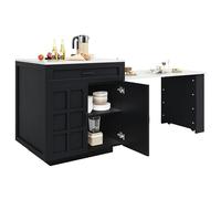 HAINEW Îlot de cuisine avec table à manger, armoire de cuisine, table de salle à manger, buffet, armoire de couloir, table de bar, armoire de rangement avec 2 tiroirs et 2 portes, compartiment de