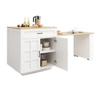 HAINEW Îlot de cuisine avec table à manger, armoire de cuisine, table de salle à manger, buffet, armoire de couloir, table de bar, armoire de rangement avec 2 tiroirs et 2 portes, compartiment de