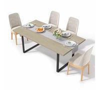 HAINEW Table à manger rectangulaire en bois avec bureau en MDF et pieds en métal noir, pour 6 à 8 personnes, 160 x 80 x 75 cm, sans chaises