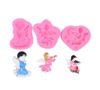 Haione Lot de 3 moules en silicone en forme d'anges pour décoration de gâteaux au chocolat, biscuits, glaçons, bougies, bonbons et savon