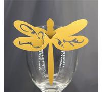 Haione Lot de 50 cartes de placement en forme de tasse en verre en forme de libellule découpées au laser pour mariage, anniversaire, banquet, réception, bonbonnière