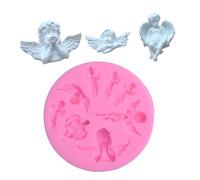 Haione Moule en silicone en forme d'anges pour décoration de gâteau au chocolat, outils de cuisson pour biscuits, glaçons, bougies, bonbons, savon (#1