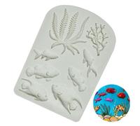 Haione Moule en Silicone pour Fondant,Chocolat et gâteaux,Motif Poissons,algues et Corail-Outils de décoration pour la pâtisserie,Biscuits,Bougies,savons et Bonbons (#2)