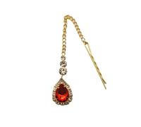Hair Accessories Women Girl Rhinestone Forehead Headband Trend Head Chain Eyebrow Drop pour les occasions spéciales et les festivals(Red gold)