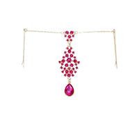 Hair Accessories Women Girl Rhinestone Forehead Headband Trend Head Chain Eyebrow Drop pour les occasions spéciales et les festivals(Rose red)