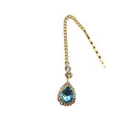 Hair Accessories Women Girl Rhinestone Forehead Headband Trend Head Chain Eyebrow Drop pour les occasions spéciales et les festivals(Lightblue gold)