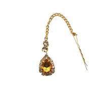 Hair Accessories Women Girl Rhinestone Forehead Headband Trend Head Chain Eyebrow Drop pour les occasions spéciales et les festivals(Yellow gold 1)