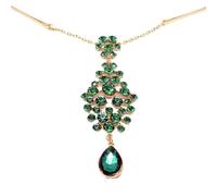 Hair Accessories Women Girl Rhinestone Forehead Headband Trend Head Chain Eyebrow Drop pour les occasions spéciales et les festivals(Green)