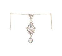 Hair Accessories Women Girl Rhinestone Forehead Headband Trend Head Chain Eyebrow Drop pour les occasions spéciales et les festivals(Gold 4)