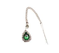 Hair Accessories Women Girl Rhinestone Forehead Headband Trend Head Chain Eyebrow Drop pour les occasions spéciales et les festivals(Green silver)