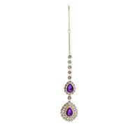 Hair Accessories Women Girl Rhinestone Forehead Headband Trend Head Chain Eyebrow Drop pour les occasions spéciales et les festivals(Purple gold)