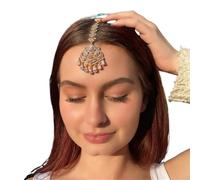 Hair Accessories Women Girl Rhinestone Forehead Headband Trend Head Chain Eyebrow Drop pour les occasions spéciales et les festivals(Gold 2)