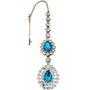 Hair Accessories Women Girl Rhinestone Forehead Headband Trend Head Chain Eyebrow Drop pour les occasions spéciales et les festivals(Lightblue golden)