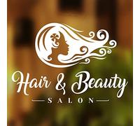 Hair and Beauty Salon Cheveux Beauté Salon Boutique Vinyle Autocollant Signe Femmes Coiffeur Fenêtre Lettrage Décoration Beauté Fille Cheveux Longs Ciseaux Peignes Salon Stickers Muraux