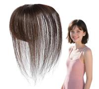 Hair Bangs, Human Hair Topper, 5.9x9.84 Inches Breathable Invisible Design Natural Adjustable Wig Hairpiece, Clip in Cover for Styling, Cosplay and Daily Balding