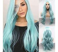 Hair Best Bleu Synthétique Lace Front Perruques for Femmes Free Party Longue Perruque de Cheveux Ondulés avec Bébé Bleu Glacé Cheveux Synthétiques Pleine Densité Dentelle Perruque for Cosplay Partie P